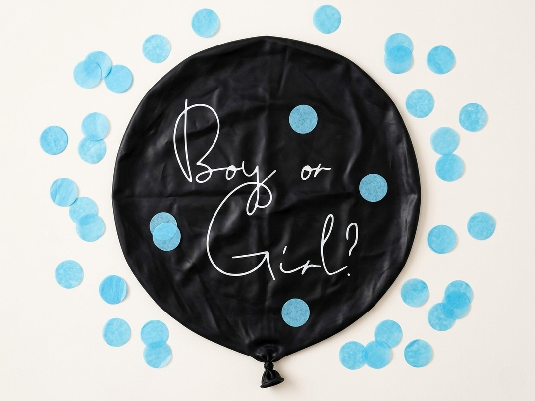 Balão Revelação de Género Menino — 1 Metro de Surpresa, Emoção e Confetis Azuis 💙