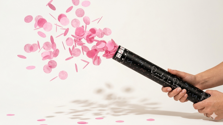 Canhão de Confetis Chá Revelação "Ready to Pop" Rosa — É Menina! 🎀