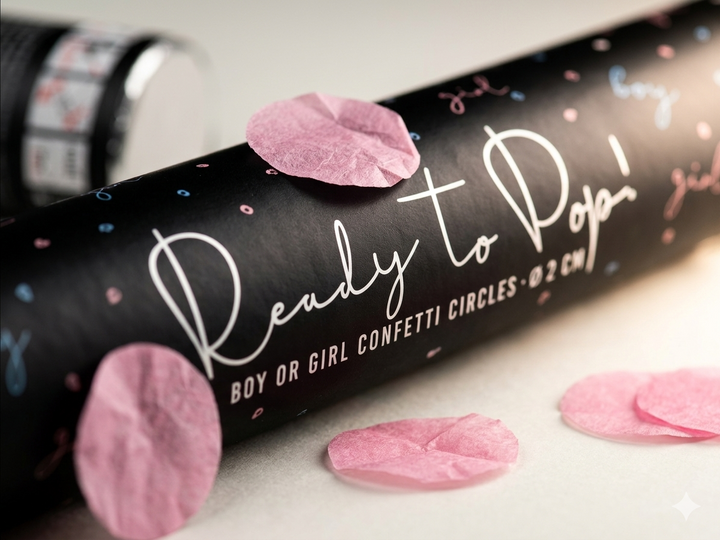Canhão de Confetis Chá Revelação "Ready to Pop" Rosa — É Menina! 🎀