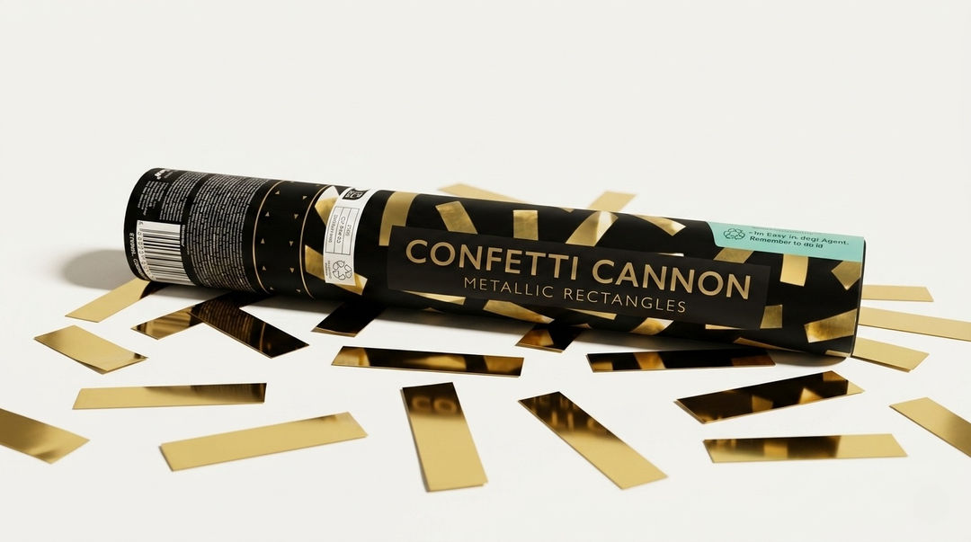 Canhão de Confetis Dourado 28 cm — Glamour Instantâneo em Cada Disparo