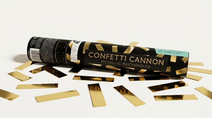 Canhão de Confetis Dourado 28 cm — Glamour Instantâneo em Cada Disparo
