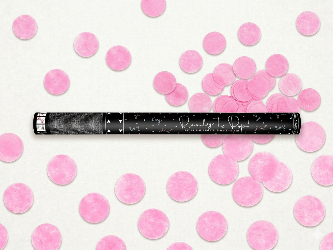 Canhão de Confetis Chá Revelação "Ready to Pop" Rosa — É Menina! 🎀